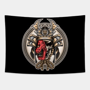 Samurai With Hannya Mask Illustration Tapestry