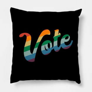 Rainbow Vote Vintage Retro Pillow