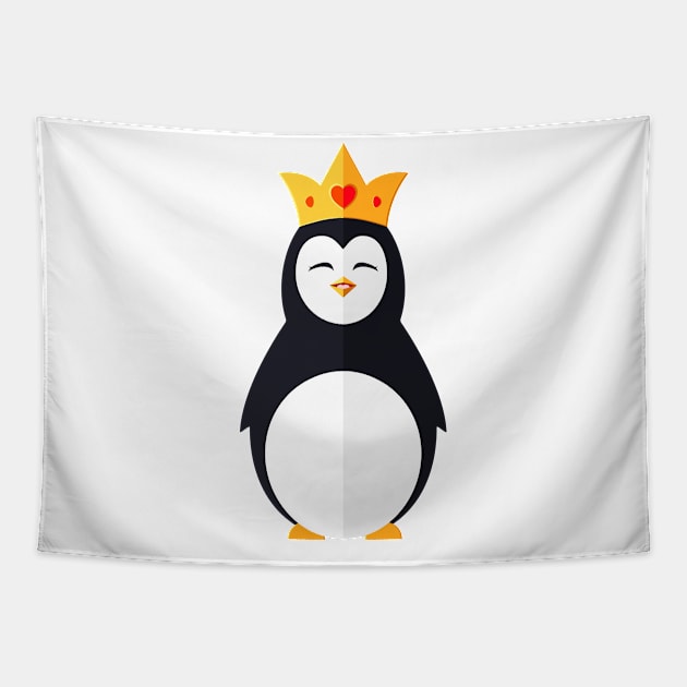 jolly penguin wearing a crown Tapestry by Olha_Kulbachna