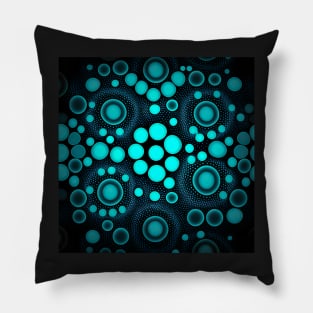 Glowing blue polka dots design Pillow