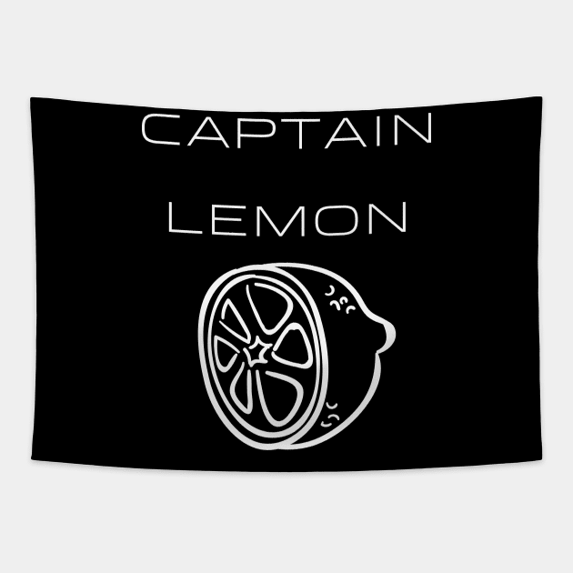 Captain Lemon Typography White Design Tapestry by Stylomart