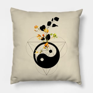 Ying Yang Symbol Sacred Geometry Flower #1 Pillow