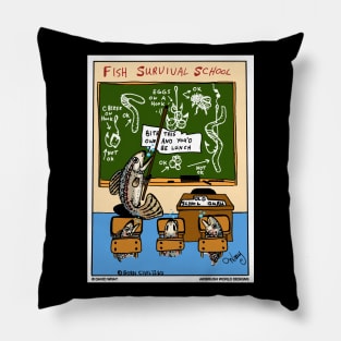 Fish Survival School Funny Fishing Novelty Gift Pillow