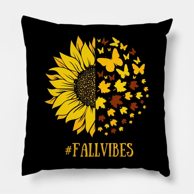 Sunflower Fall Vibes Pillow by Fj Greetings