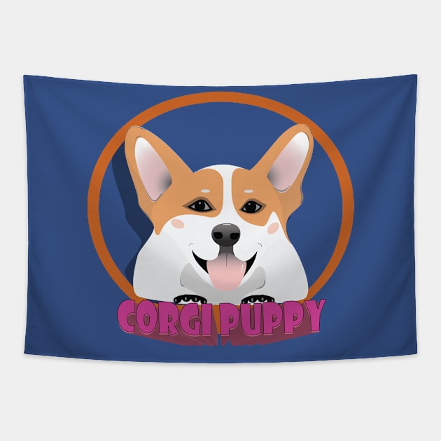 Corgi Puppy Tapestry by Kanom-Tom