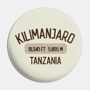 Mount Kilimanjaro - Tanzania - Highest Peak in Africa - Brown Retro Pin