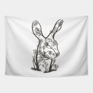 Rabbit  tree illustration Tapestry