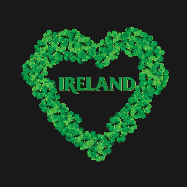 'Love Ireland Irish' Cool St. Patrick Heart Clover by ourwackyhome