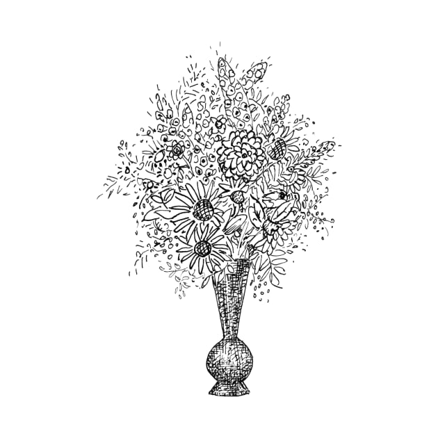 Vintage Flower Vase Sketch by Vintage Sketches