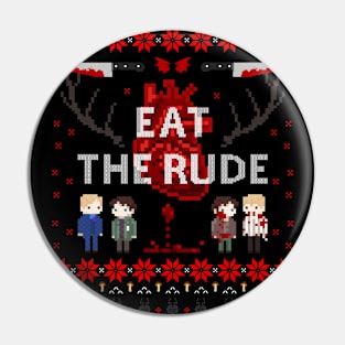 Eat The Rude Ugly Sweater Pin