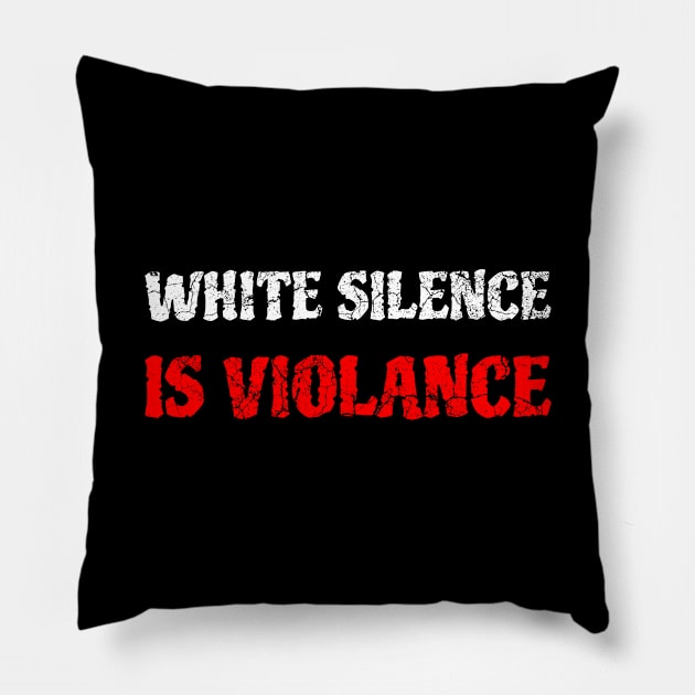 White Silence Is Violance Pillow by Lasso Print