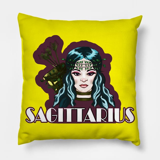 Sagittarius Zodiac Sign Pillow by Kyradem