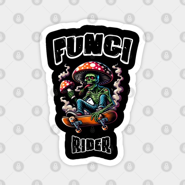 Fungi rider - psychedelic trippy ride Magnet by Steve