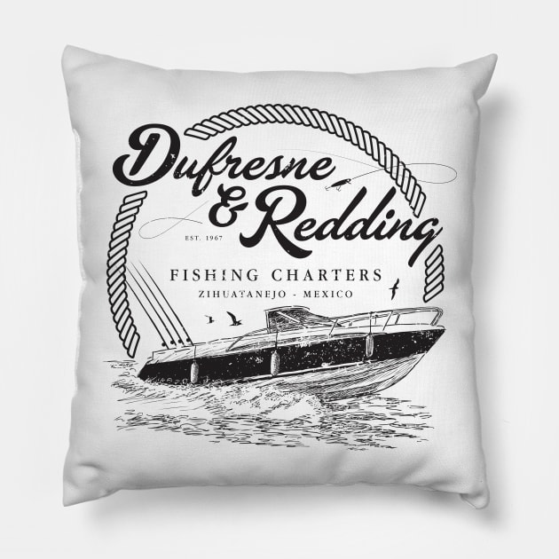 Dufresne & Redding Fishing Charters (aged look) Pillow by MoviTees.com