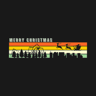 Santa Claus crosses the mountains on Christmas T-Shirt