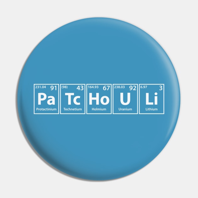 Patchouli (Pa-Tc-Ho-U-Li) Periodic Elements Spelling Pin by cerebrands