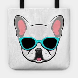 White French Bulldog in Blue Shades Frenchie Tote