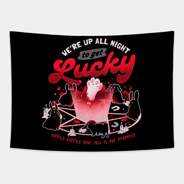 Lucky Ritual - Cute Evil Rabbit Music Gift Tapestry by eduely