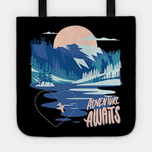 Lets start the adventure scenic wild outdoors mountain landscape Tote