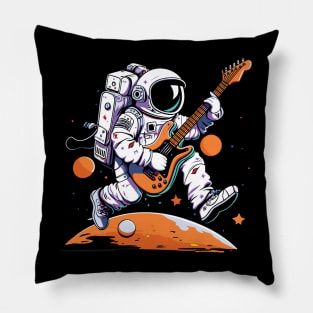 Space Traveller on Distant Planet with Space Guitar Pillow