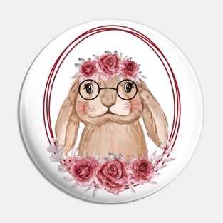 Bunny Flower Wreath Pin