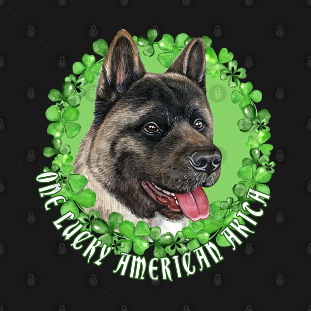 One Lucky American Akita Funny St. Patrick Dog by Sniffist Gang