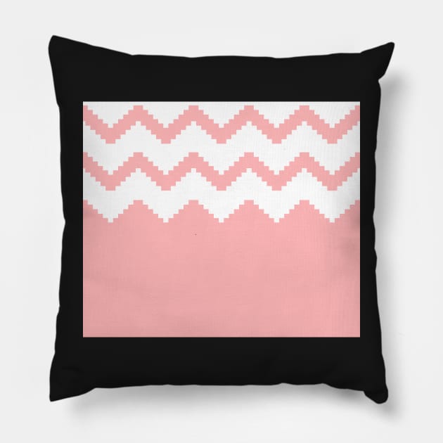 Zigzag geometric pattern - pink and white. Pillow by kerens