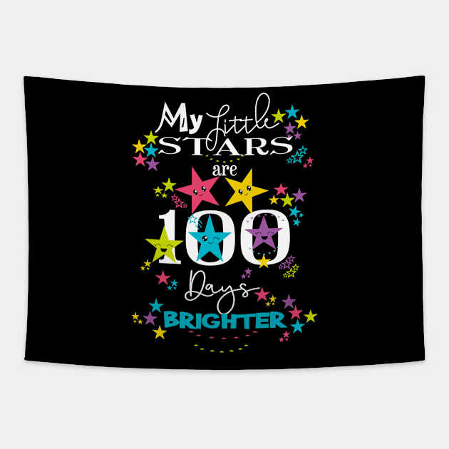 100 Days Of School Teacher Design Cute Brighter Stars Tapestry by Kimmicsts