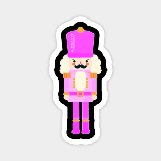 Pink on Pink Christmas Nutcracker Toy Soldier Graphic Art - Black Background Magnet