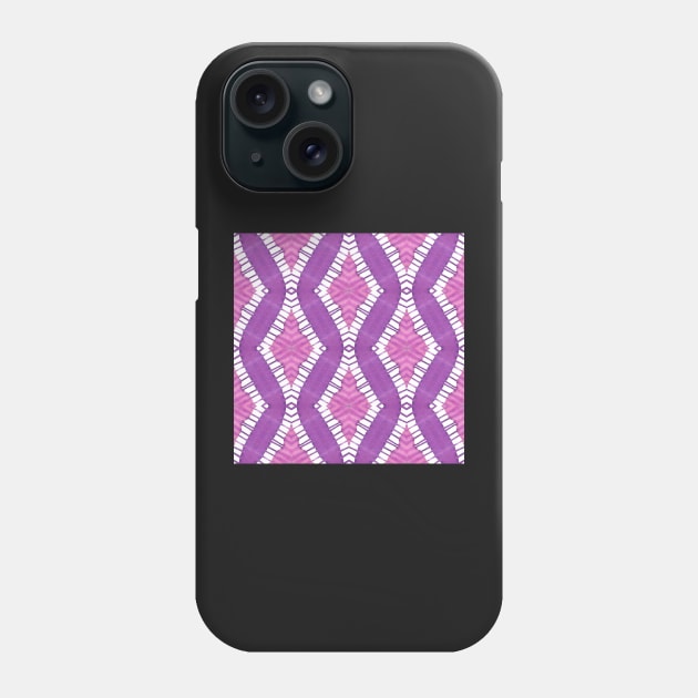 Bright Pink and Purple Batik Watercolor Tye Dye Stripe Phone Case by gloobella