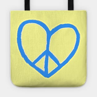 Blue Yellow Ukrainian Heart Peace, Peace Love, Peace Sign, No War Tote