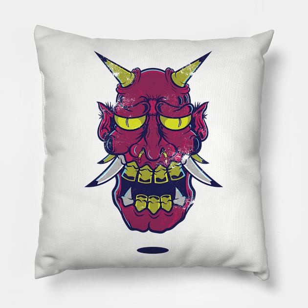 Oni Mask Design T-shirt STICKERS CASES MUGS WALL ART NOTEBOOKS PILLOWS TOTES TAPESTRIES PINS MAGNETS MASKS T-Shirt Pillow by TORYTEE