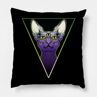 Three eyes creepy spooky sphynx cat Pillow