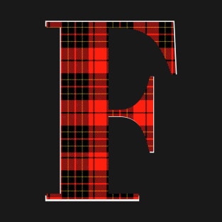 Monogram Plaid Letter F - First or Last Name Scottish Tartan T-Shirt