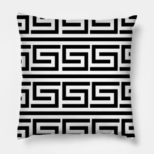 Greek Key Pattern Black and White Pillow