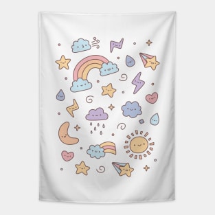 Cute Pastel Weather Doodles Tapestry