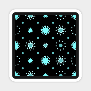 Suns and Dots Cyan on Black Repeat 5748 Magnet