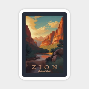 Zion National Park Vintage Travel Poster Magnet