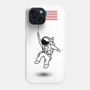 Astronaut and Stripes in Space: A Cosmic Celebration of Independence Day black design Phone Case