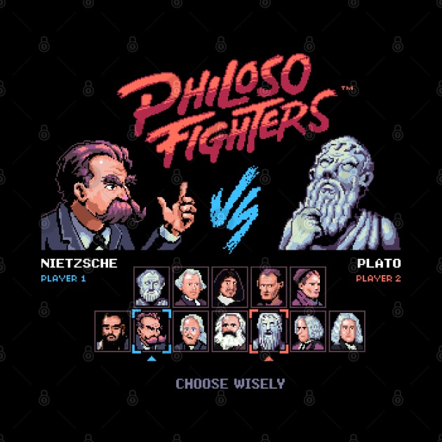 Philoso Fighters Funny Retro Arcade Game Characters by vo_maria