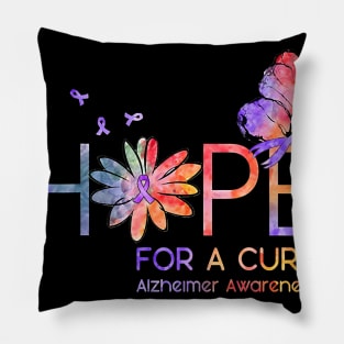 Hope For A Cure Alzheimer Awareness Flower Gift Pillow