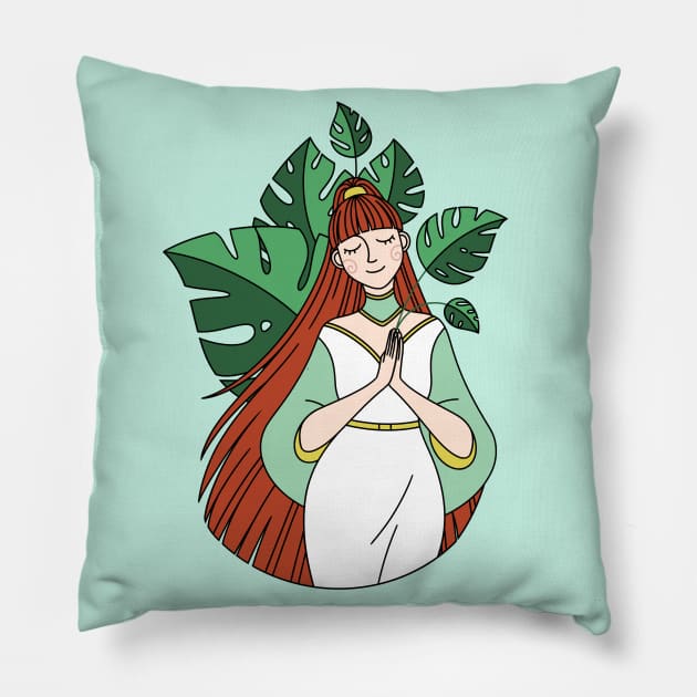 Monstera Girl Pillow by maryallen138