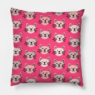 Cute cat pattern in pink Pillow