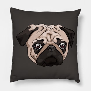 Cute pug portrait Pillow