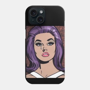 Purple Pop Art Sad Girl Phone Case