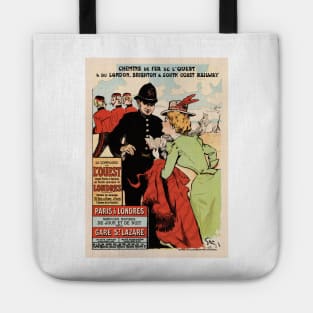 Chemins De Fer Western Railways PARIS to LONDON Vintage Travel Advertisement Tote