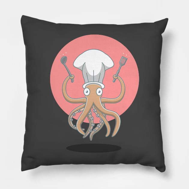 octopus chef Pillow by fflat hds