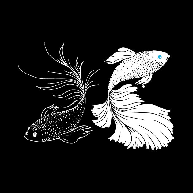 Black And White Betta Fish / Strongest Sorcerer Anime Inspired / Siamese Fighting Fish Anime / SatoSugu by MeowtakuShop