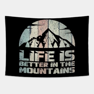 Life Is Better In The Mountains Wood Light Colors Mountain Path Sunset Design Tapestry