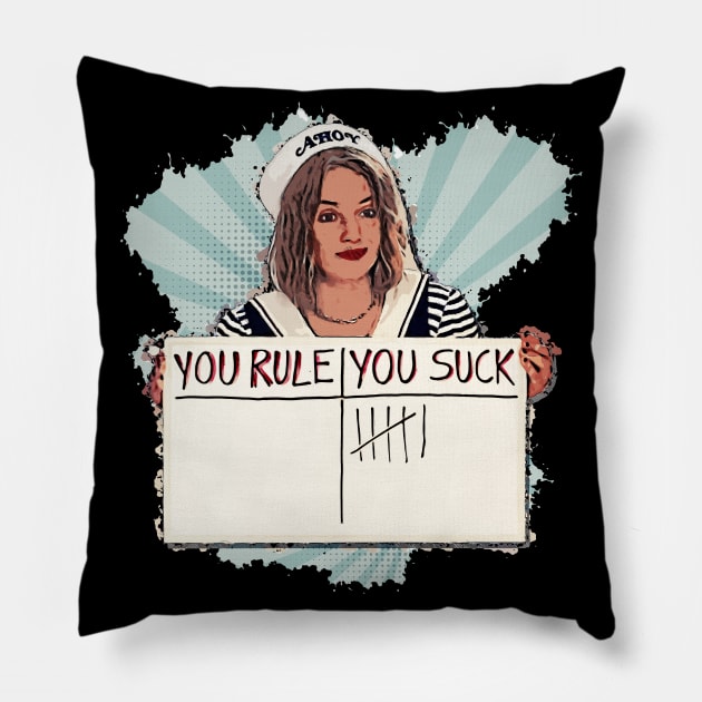 STRANGER THINGS Robin and her whiteboard - You rule you suck Pillow by Marouk